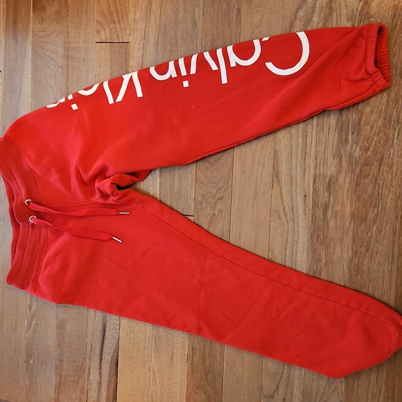 Calvin Klein Red Drawstring Sweatpants - Picture 3 of 8